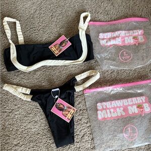 Strawberry milk mob black bikini with cream trim